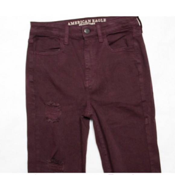 American Eagle Outfitters Denim - AE Destroyed Super High Rise Jean 2 Long Red